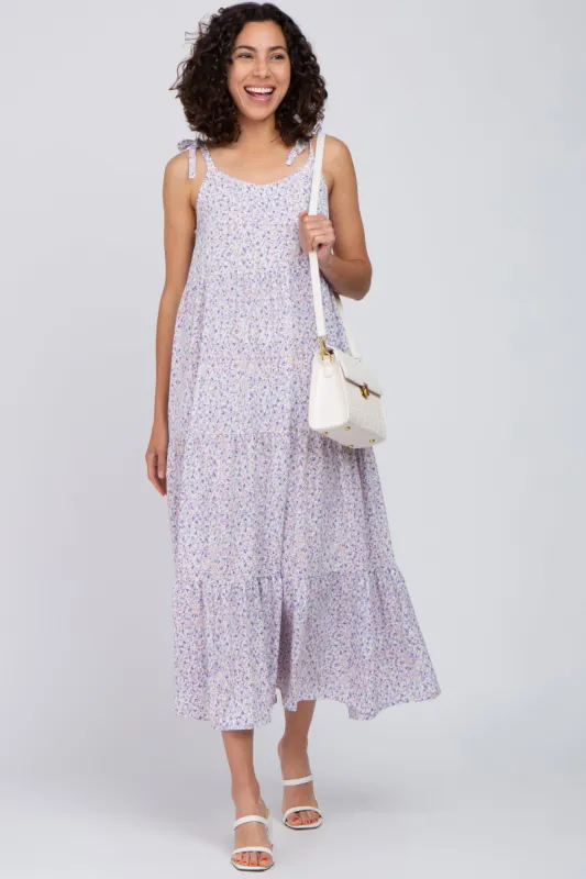 Lavender Printed Tiered Maxi Dress sold by Pinkblush