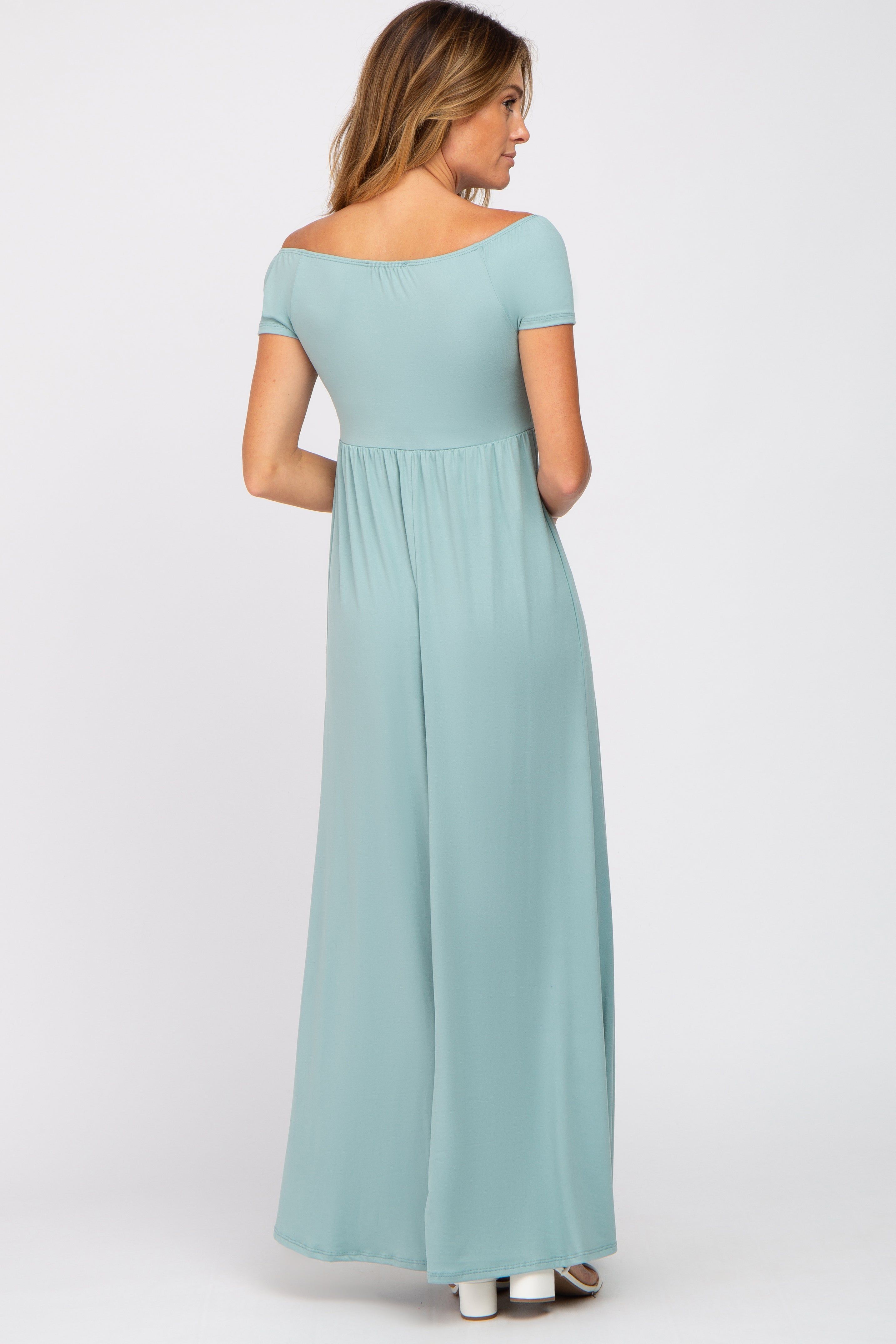 Mint Off Shoulder Wrap Maxi Dress sold by Pinkblush product image thumbnail 3