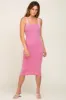 Pink Rib Knit Lace Up Back Midi Dress sold by Pinkblush