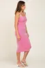 Pink Rib Knit Lace Up Back Midi Dress sold by Pinkblush