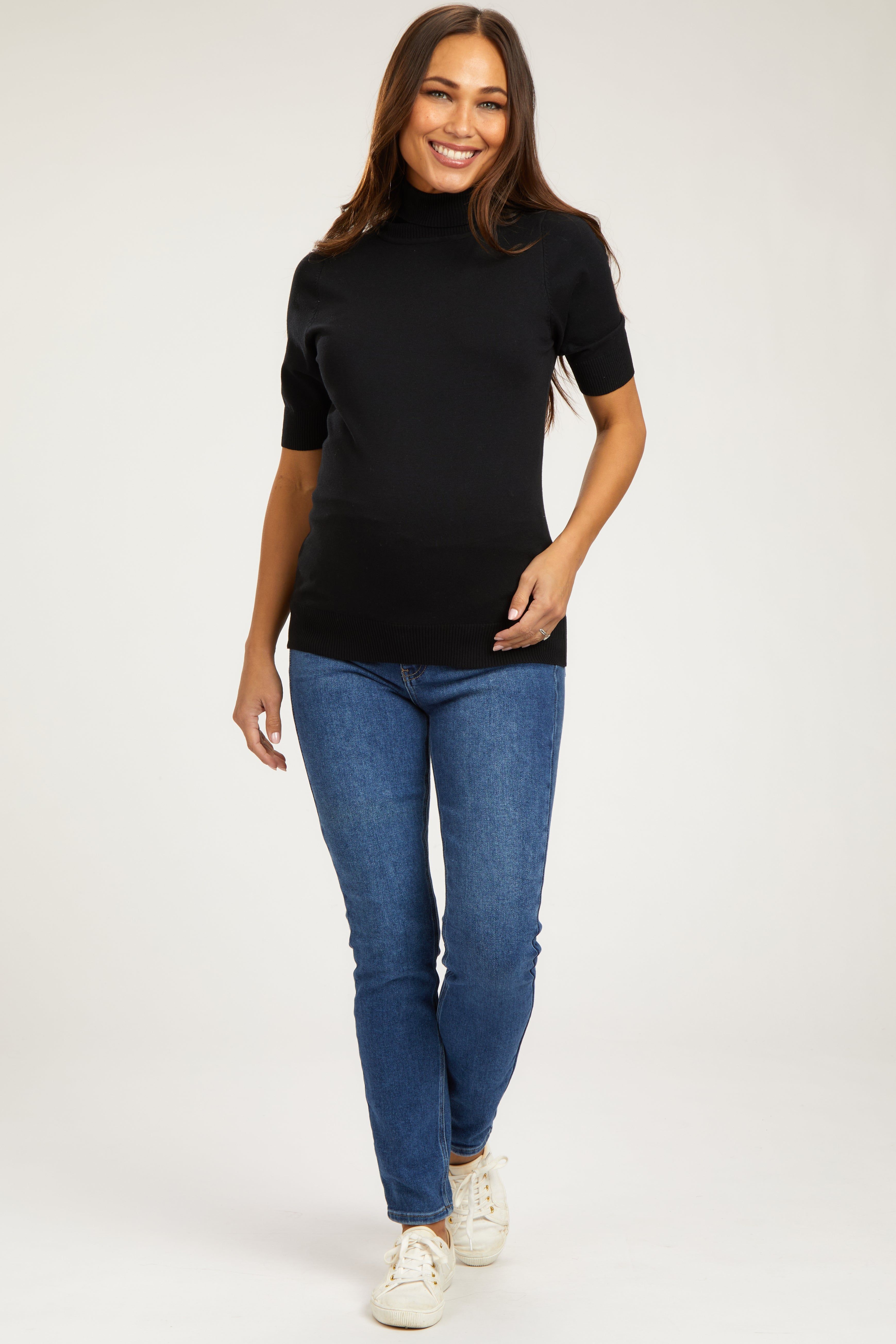 Black Turtleneck Maternity Knit Top sold by Pinkblush