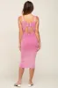 Pink Rib Knit Lace Up Back Midi Dress sold by Pinkblush