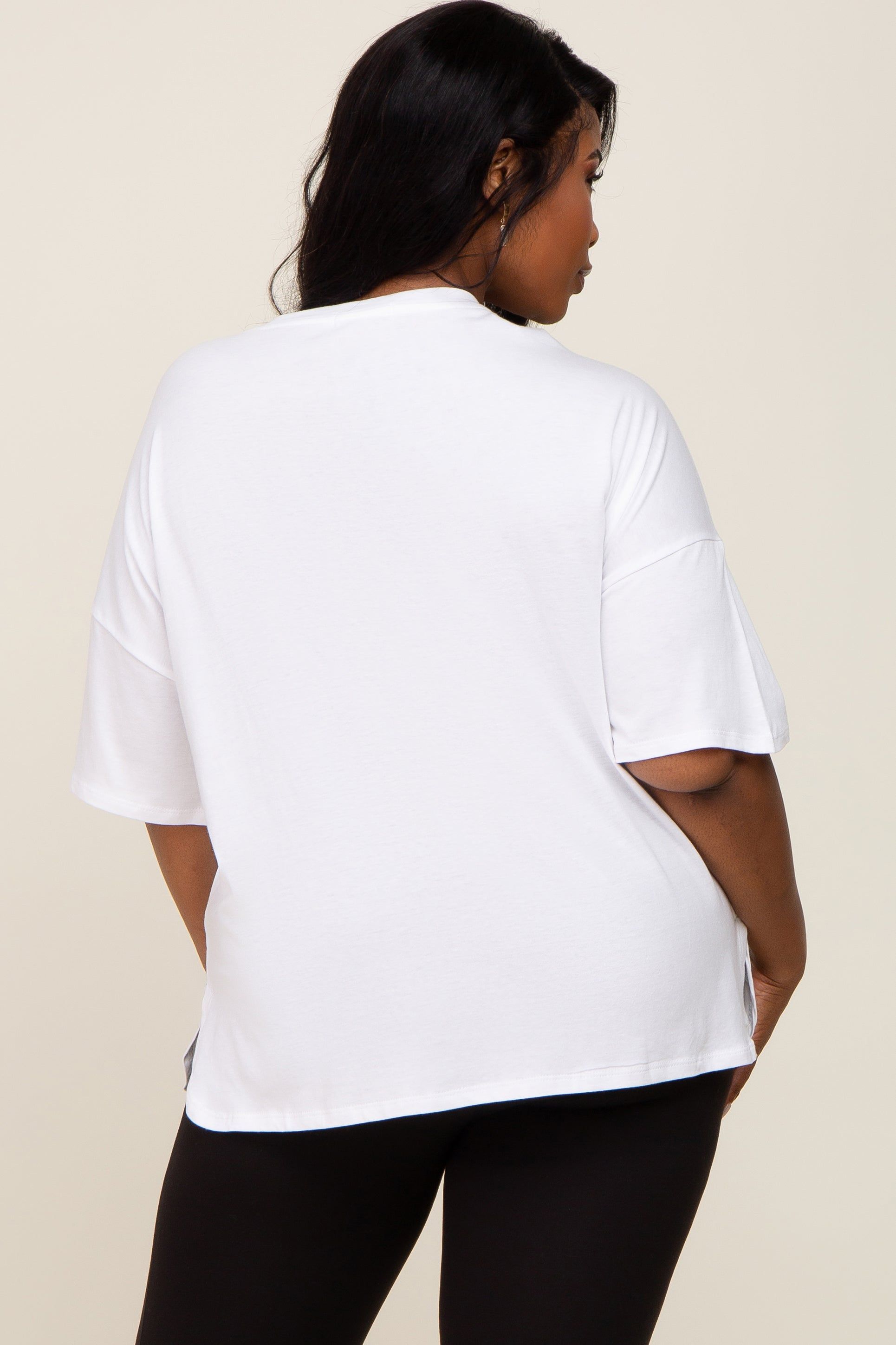 White Short Sleeve Pocketed Plus Top sold by Pinkblush product image thumbnail 3