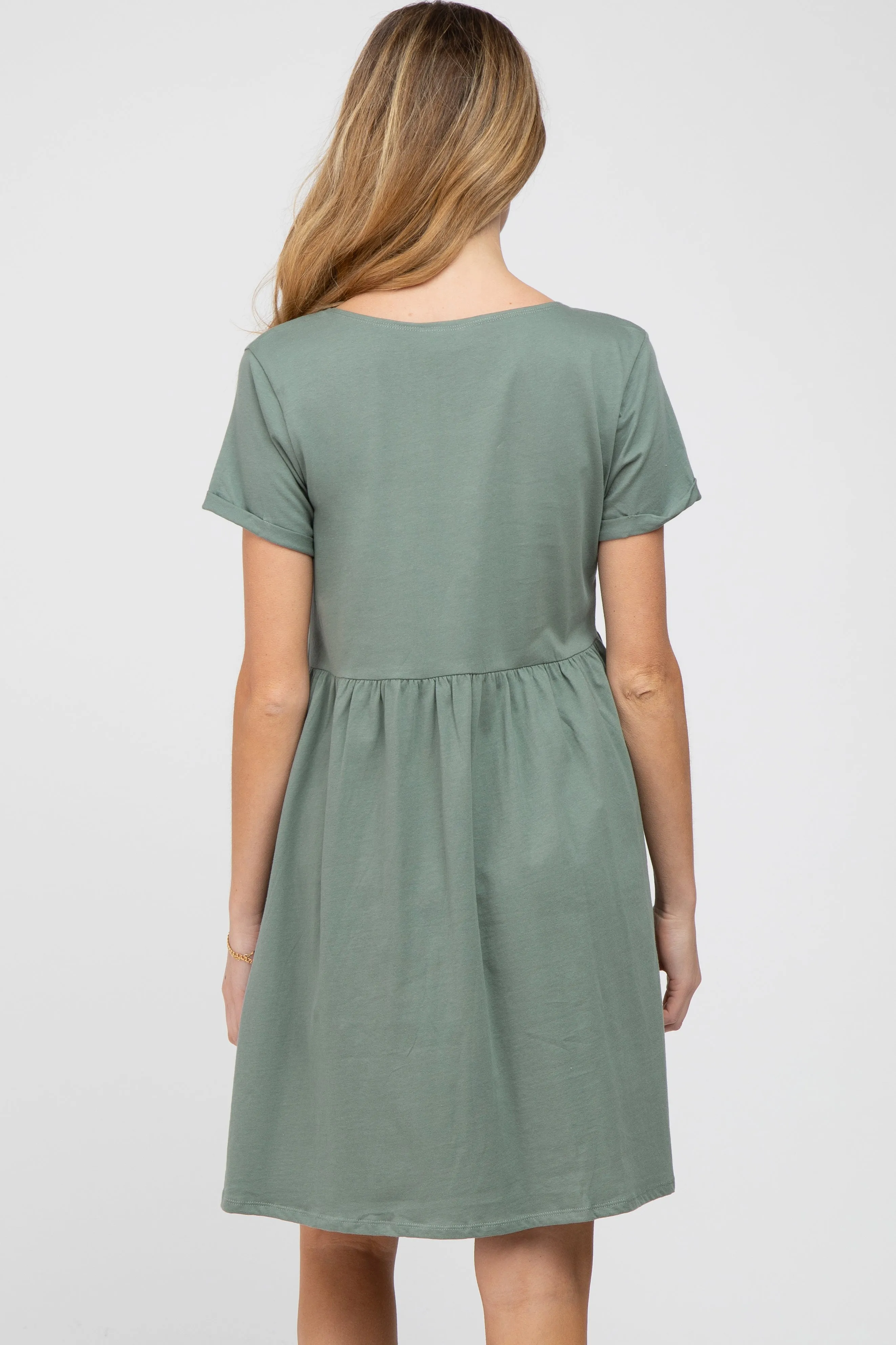 Olive Button Front Basic Maternity Dress sold by Pinkblush product image thumbnail 3