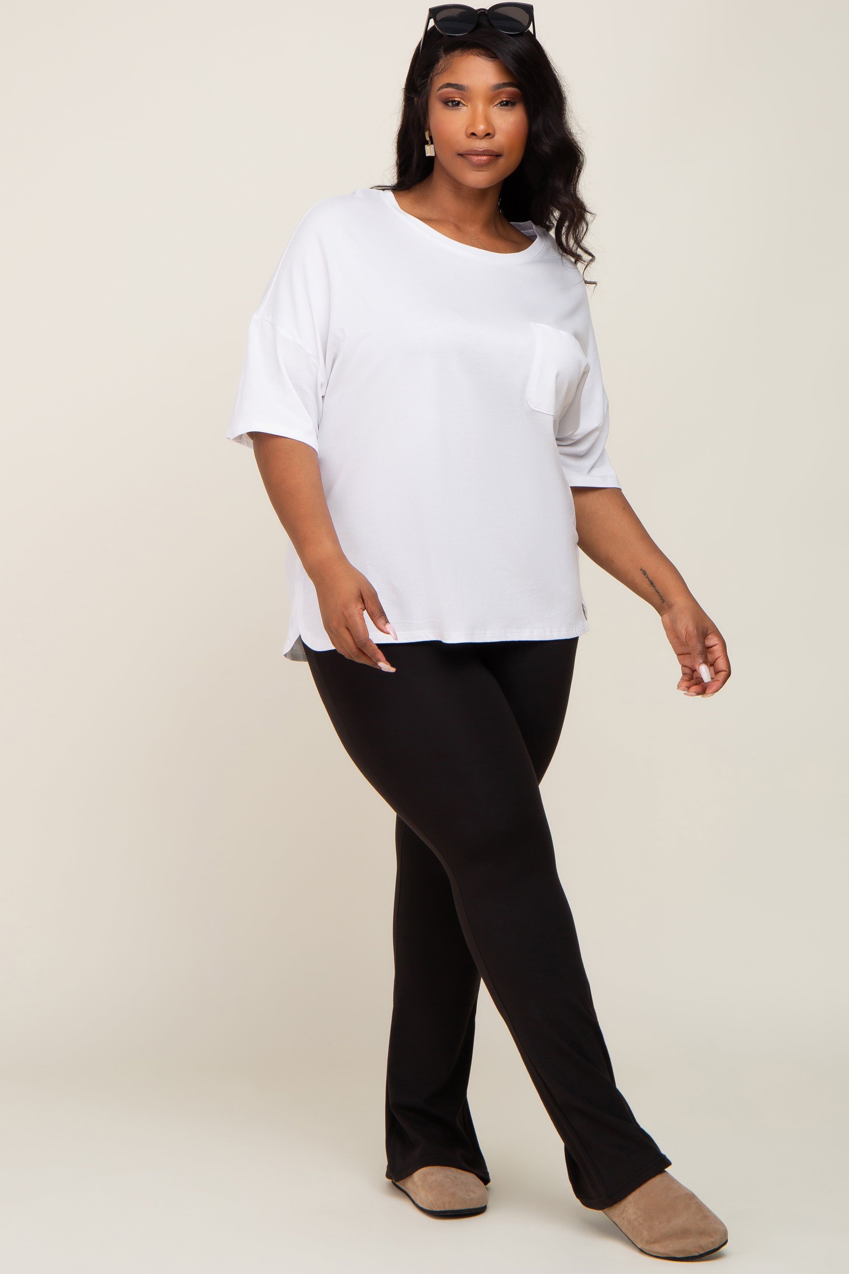White Short Sleeve Pocketed Plus Top sold by Pinkblush product image thumbnail 4