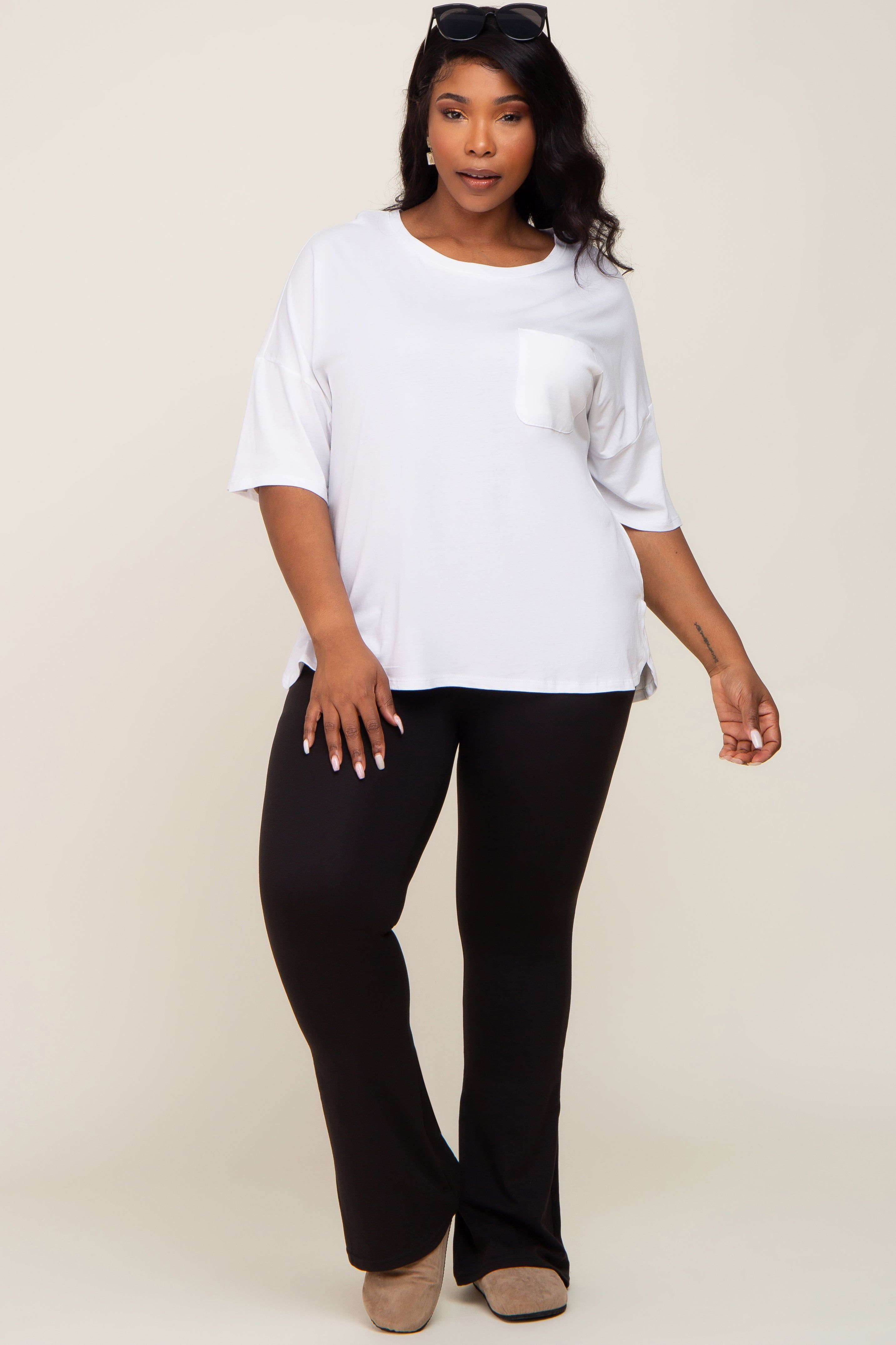 White Short Sleeve Pocketed Plus Top sold by Pinkblush product image thumbnail 5