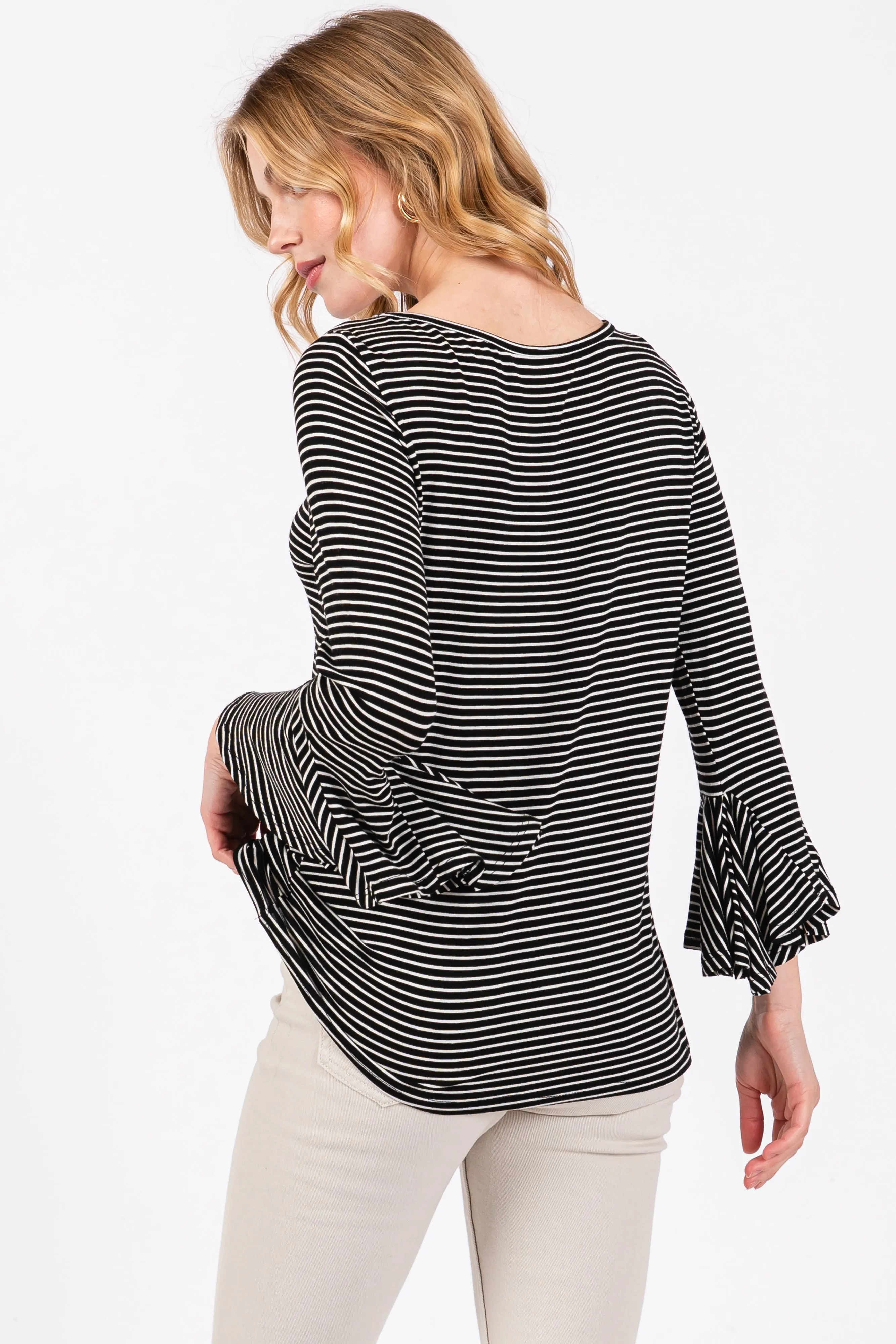 Black Striped 3/4 Sleeve Top sold by Pinkblush product image thumbnail 3