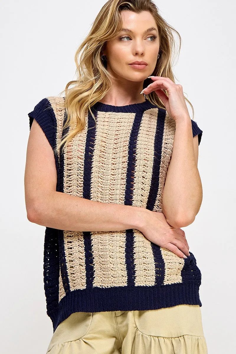 Navy Blue Loose Crochet Knit Top sold by Pinkblush product image thumbnail 5