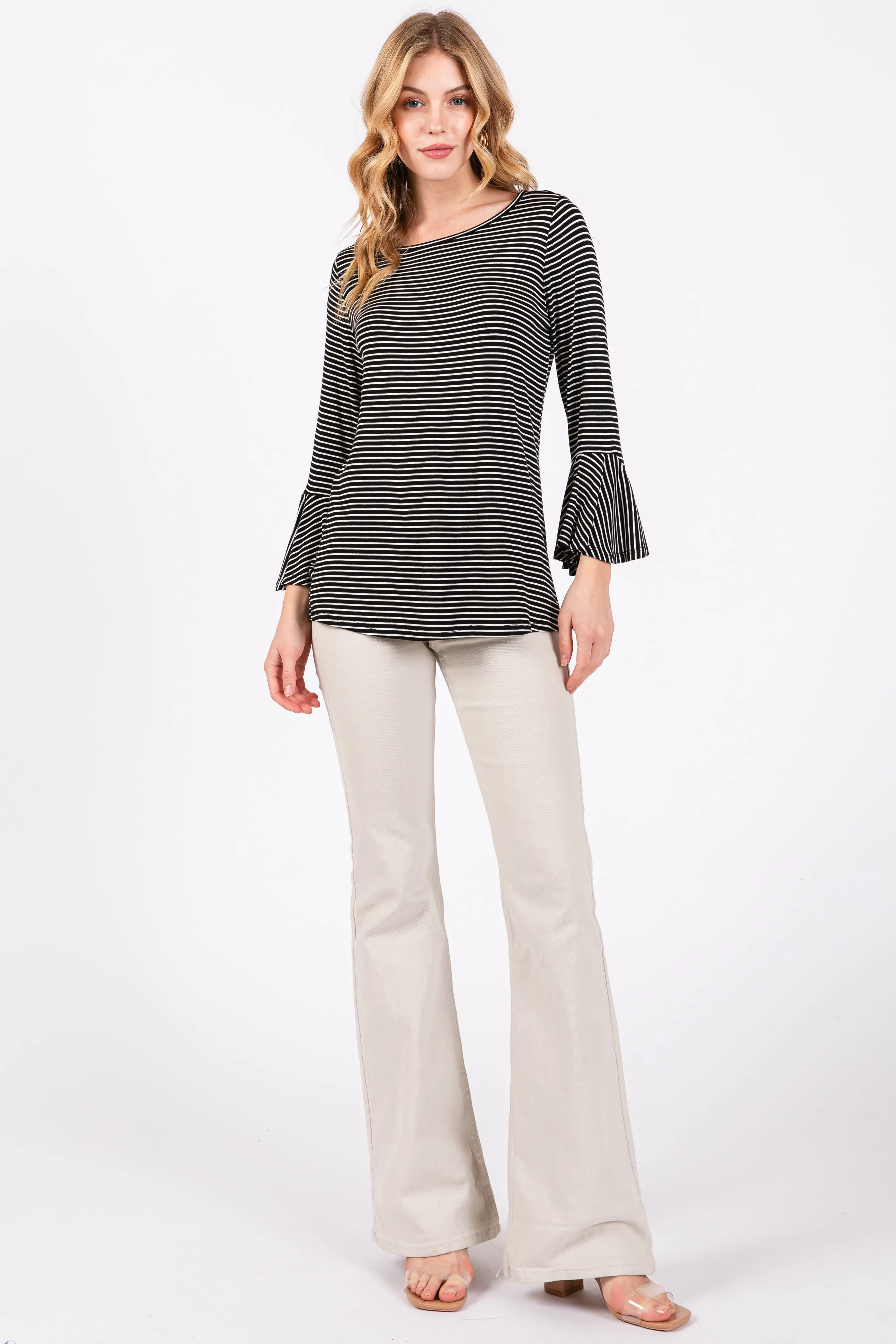 Black Striped 3/4 Sleeve Top sold by Pinkblush product image thumbnail 4