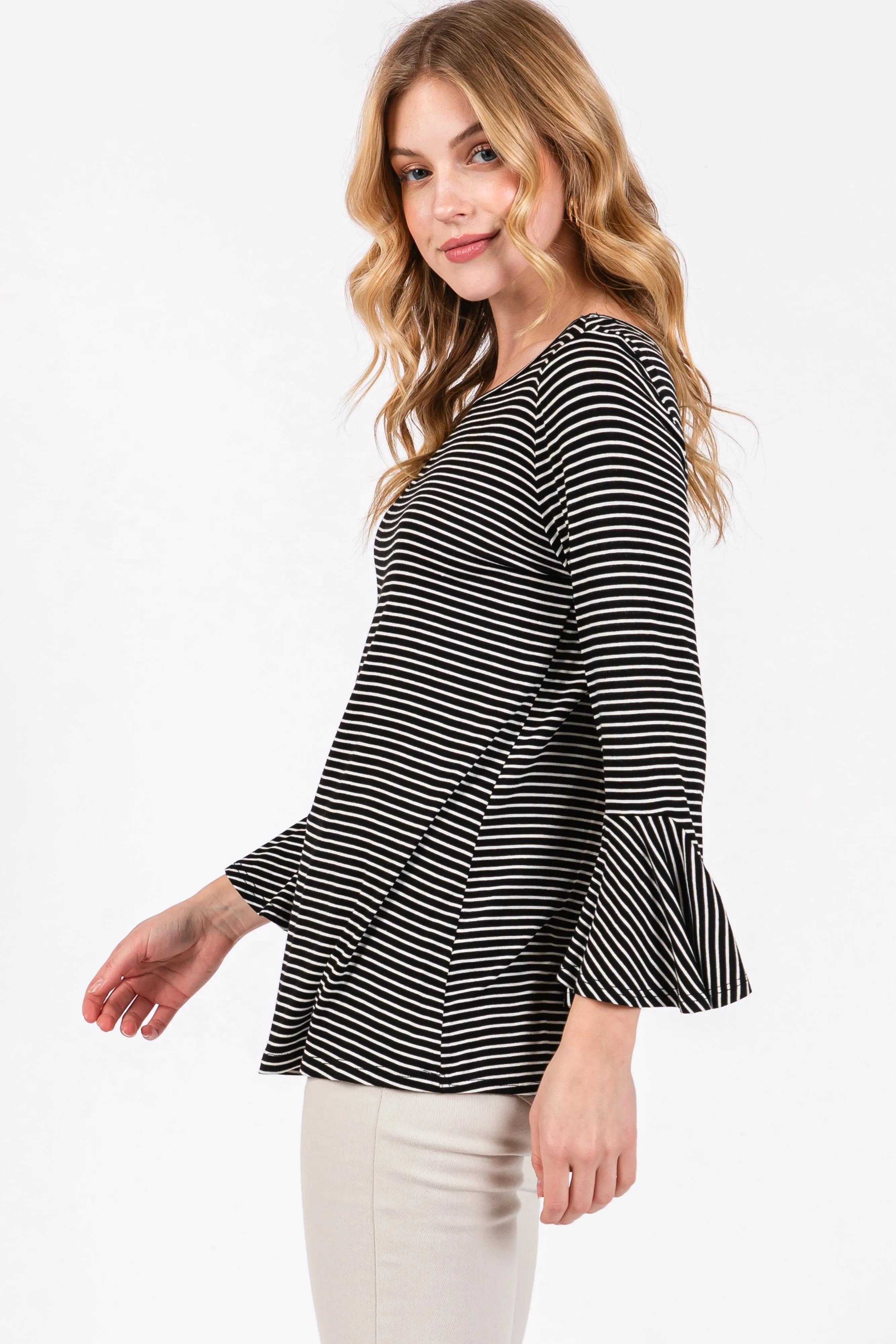 Black Striped 3/4 Sleeve Top sold by Pinkblush product image thumbnail 2