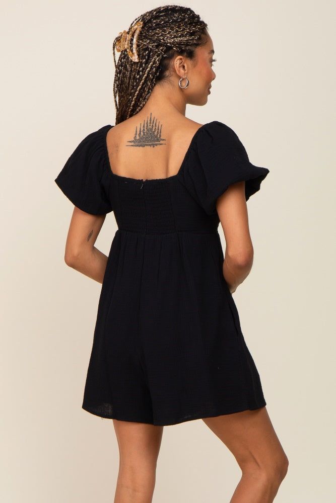 Black Puff Sleeve Romper sold by Pinkblush product image thumbnail 3