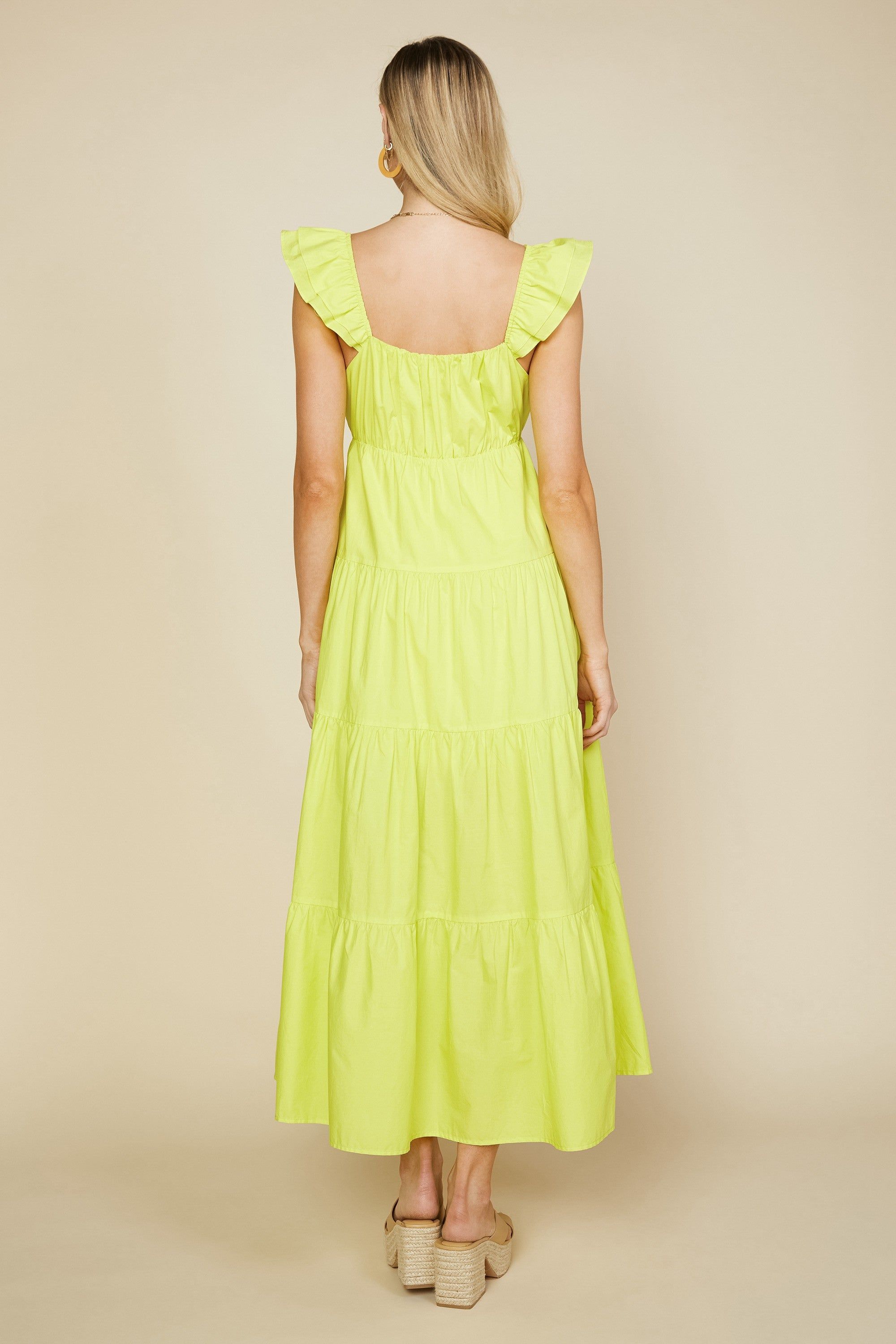Lime Sleeveless Tiered Maxi Dress sold by Pinkblush product image thumbnail 2
