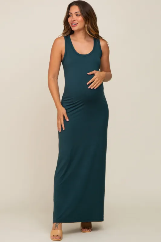 Forest Green Soft Knit Maternity Maxi Dress sold by Pinkblush
