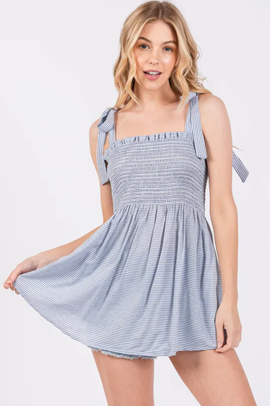 Light Blue Striped Sleeveless Top sold by Pinkblush