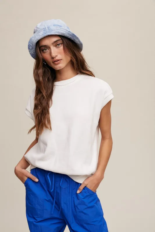 Ivory Terry Raw Trim Top sold by Pinkblush