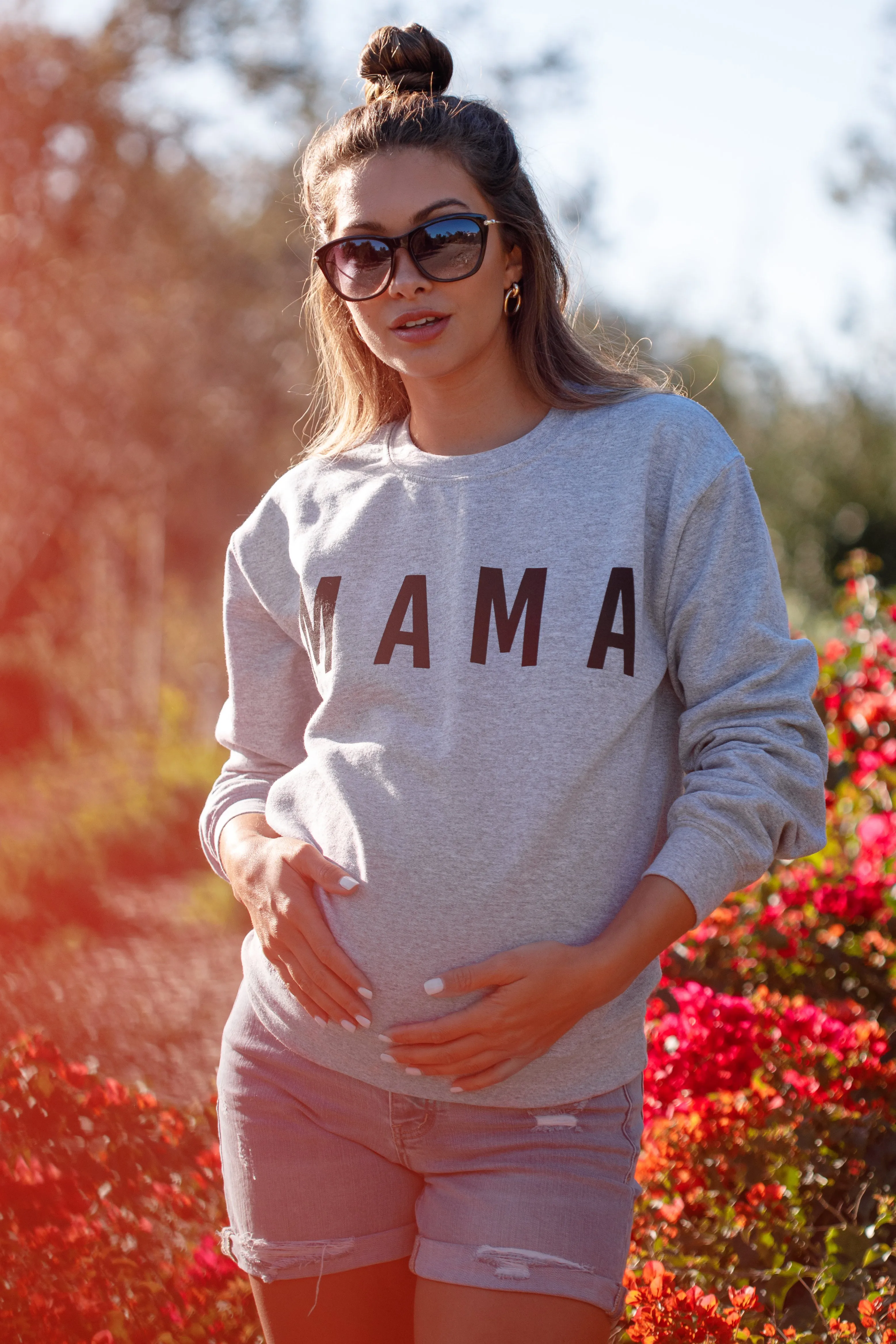 Grey Screen Print Mama Maternity Pullover Sweatshirt sold by Pinkblush product image thumbnail 2