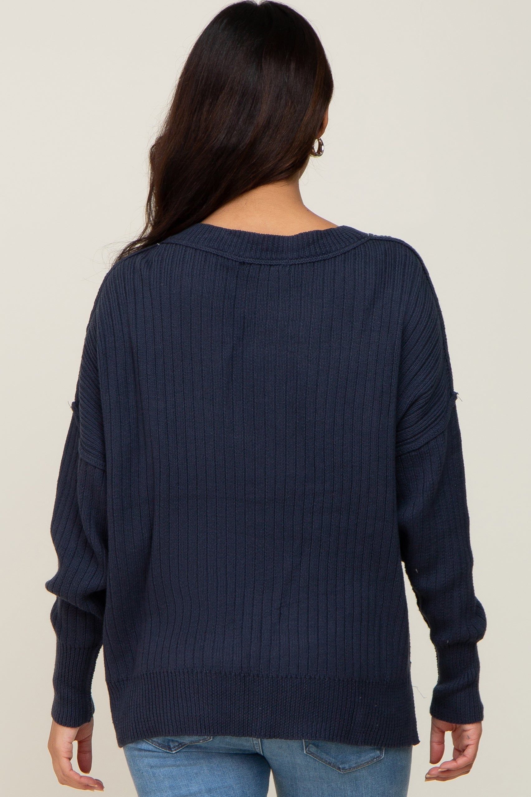 Navy Blue Ribbed Maternity Sweater sold by Pinkblush product image thumbnail 3