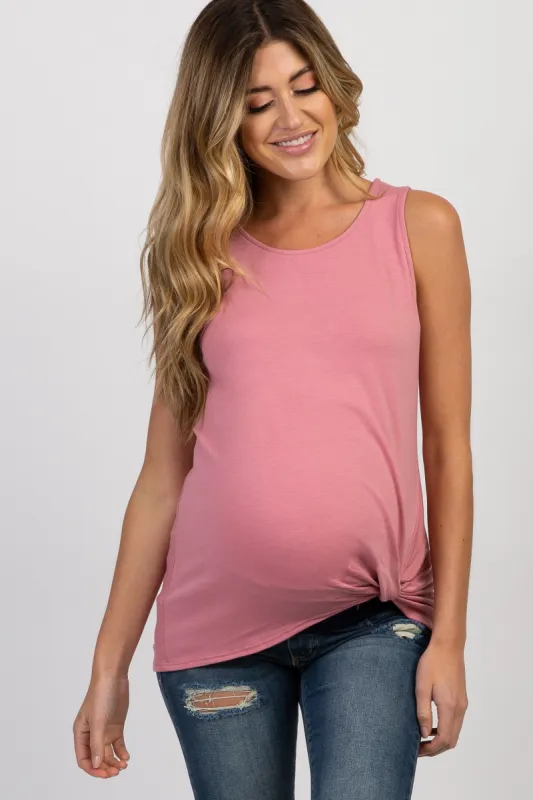 PinkBlush Pink Sleeveless Knot Maternity Top sold by Pinkblush