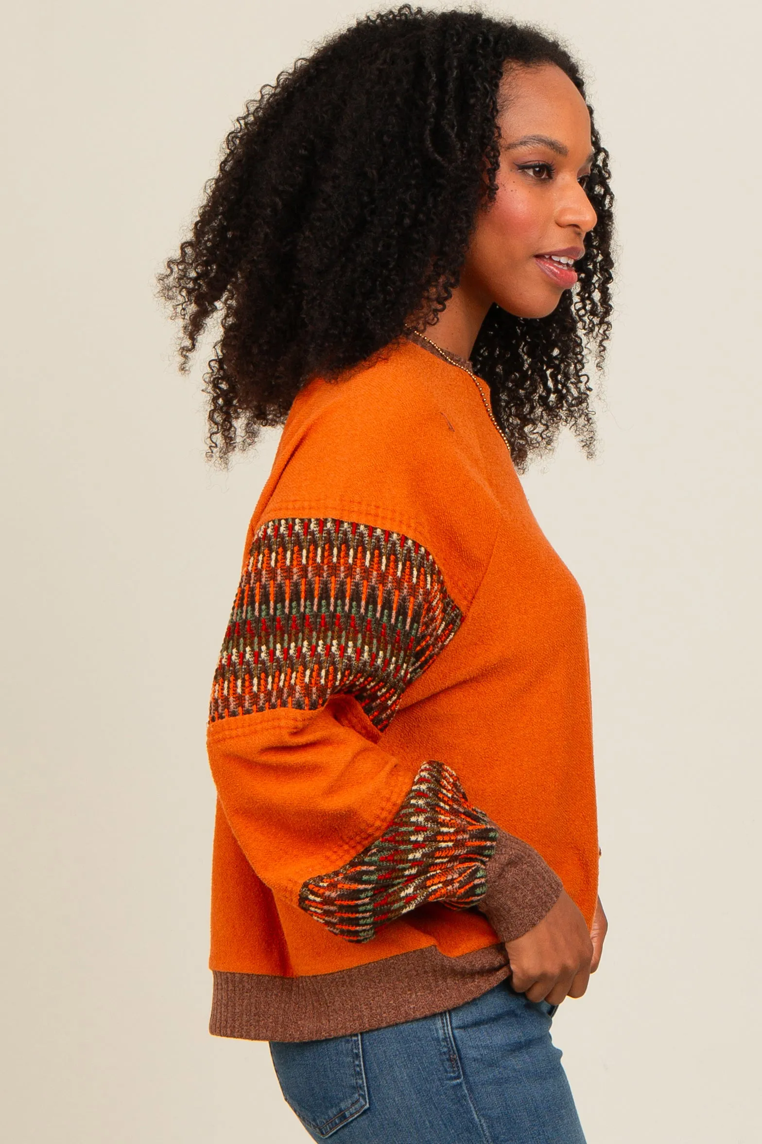 Camel Knit Contrast Sleeve Pullover sold by Pinkblush product image thumbnail 3