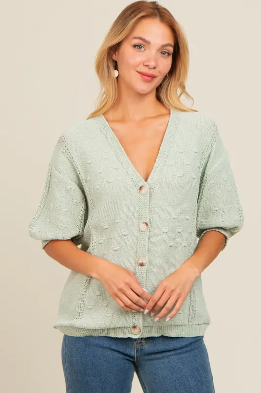 Light Olive Textured V-Neck Short Sleeve Cardigan sold by Pinkblush
