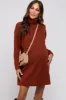 Rust Turtleneck Maternity Sweater Mini Dress sold by Pinkblush