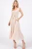 Beige Smocked Ruched Ruffle Hem Maxi Dress sold by Pinkblush