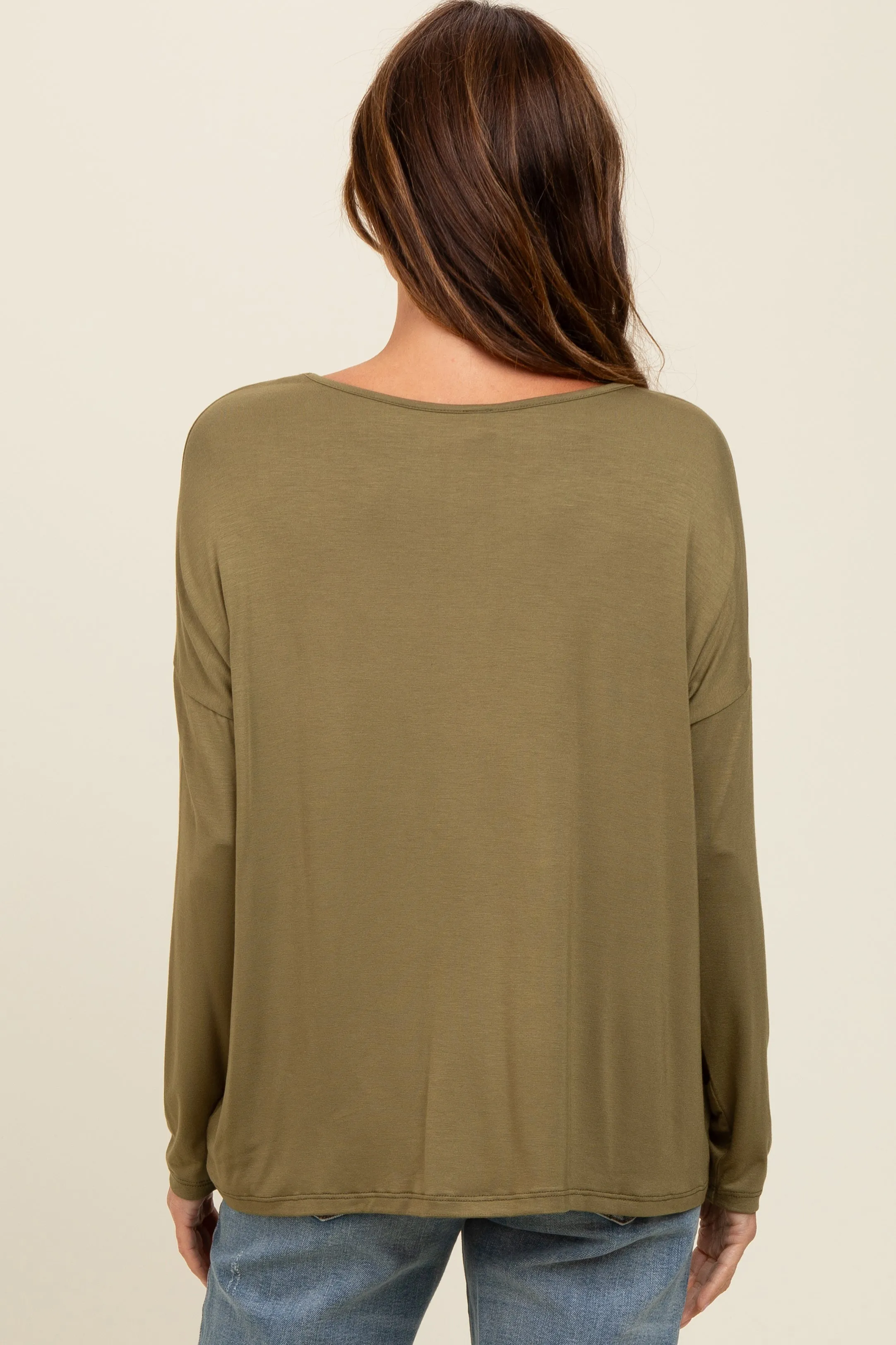 Olive Drop Shoulder Long Sleeve Top sold by Pinkblush product image thumbnail 4