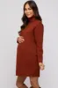 Rust Turtleneck Maternity Sweater Mini Dress sold by Pinkblush