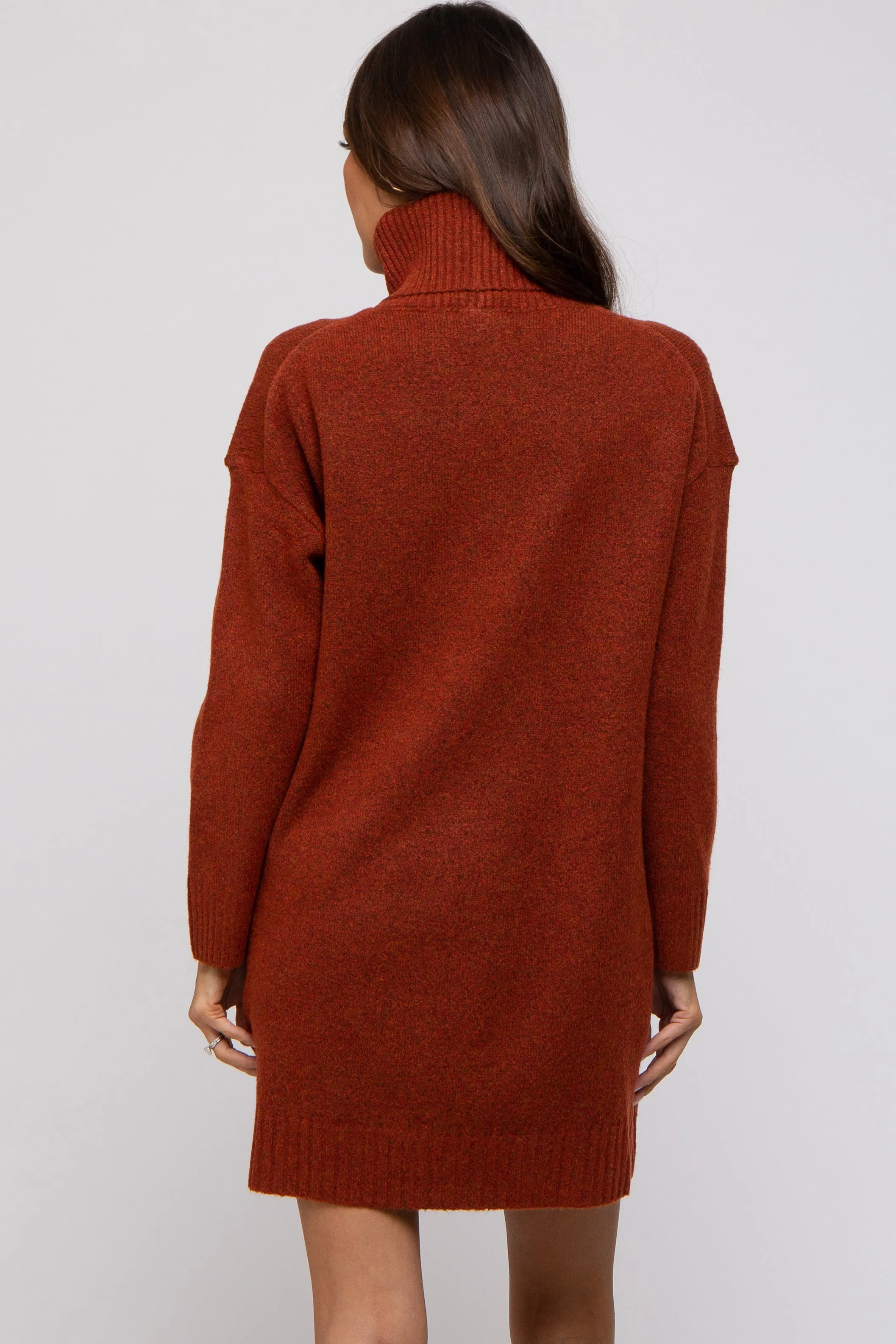 Rust Turtleneck Maternity Sweater Mini Dress sold by Pinkblush product image thumbnail 3