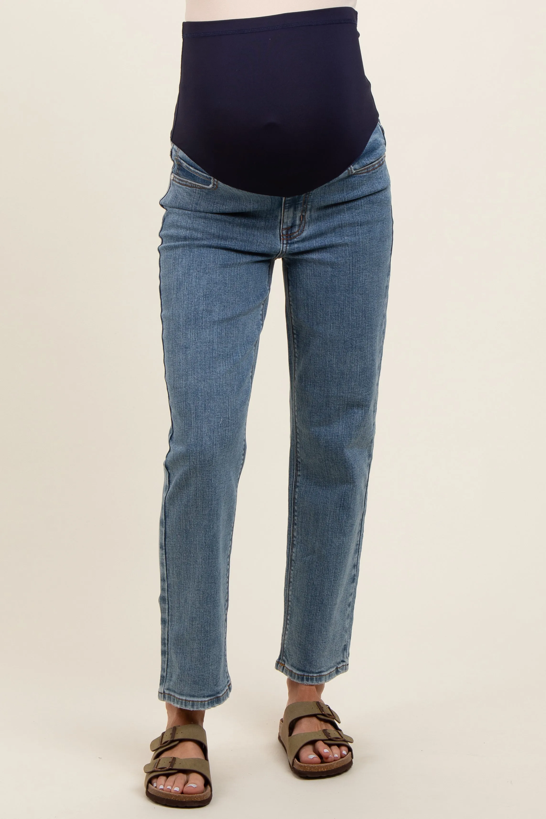 Blue Basic Maternity Straight Leg Jeans sold by Pinkblush product image thumbnail 3