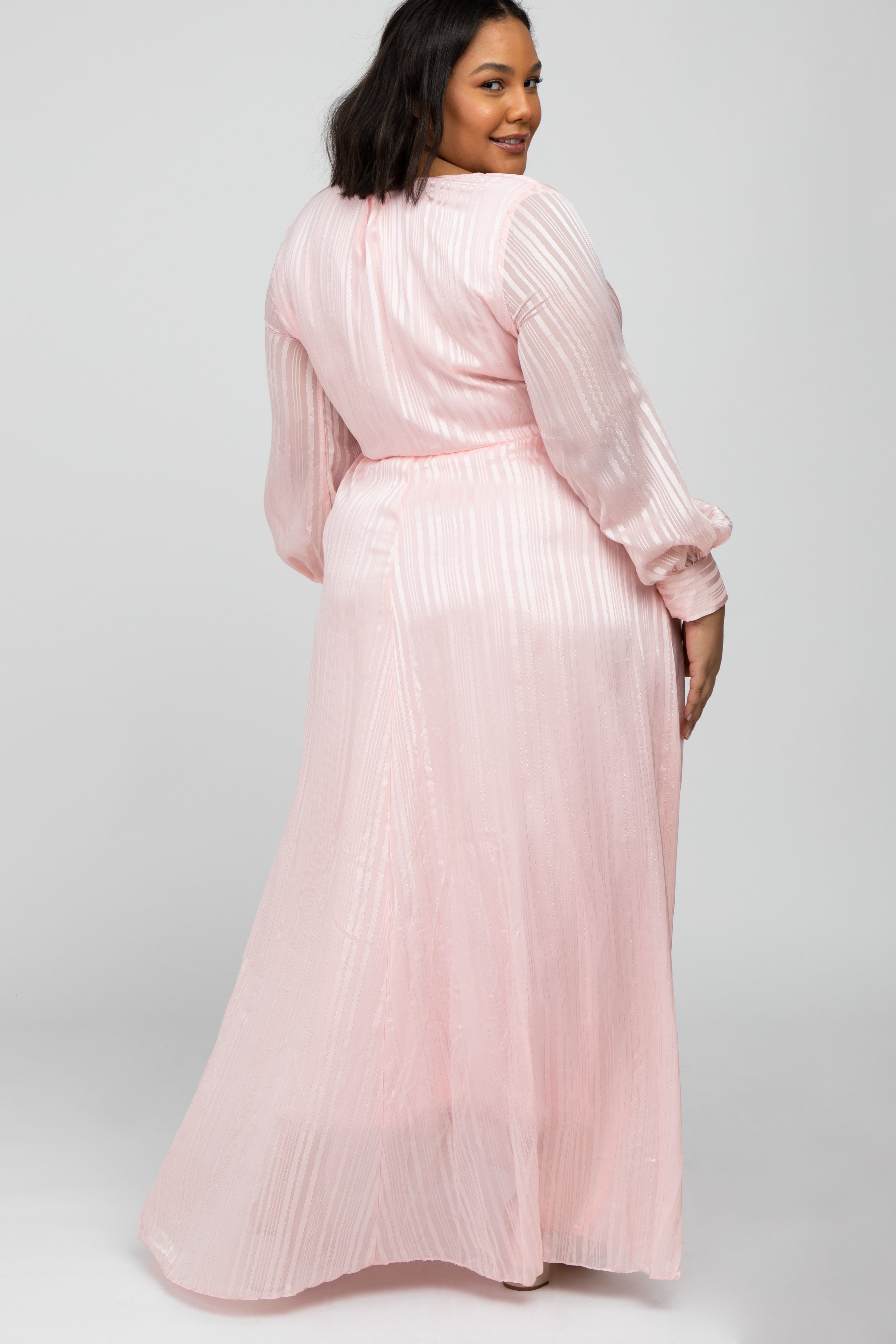 Pink Sparkle Chiffon Plus Maternity Maxi Dress sold by Pinkblush product image thumbnail 3