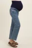 Blue Basic Maternity Straight Leg Jeans sold by Pinkblush