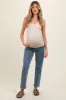 Blue Basic Maternity Straight Leg Jeans sold by Pinkblush