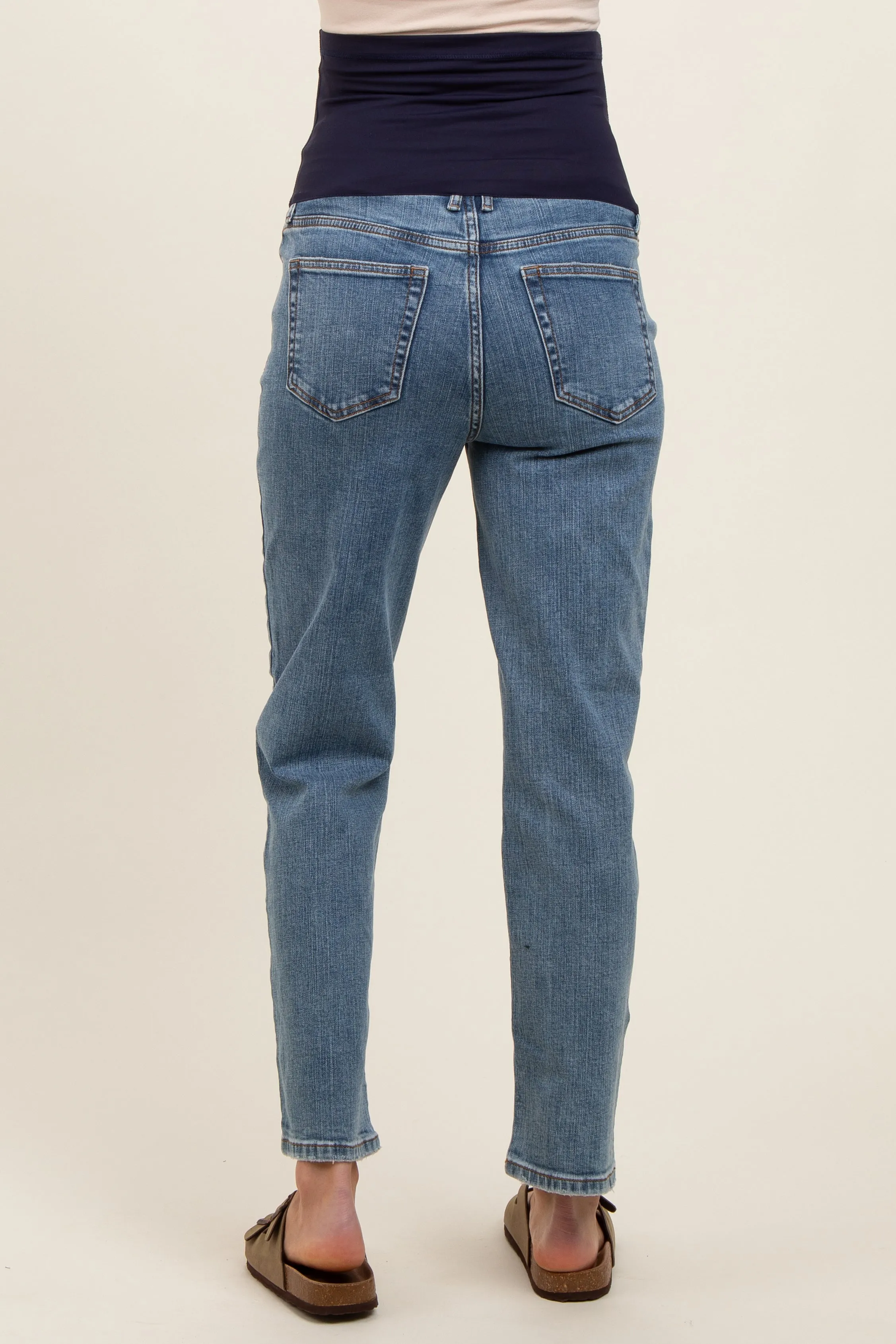 Blue Basic Maternity Straight Leg Jeans sold by Pinkblush product image thumbnail 5