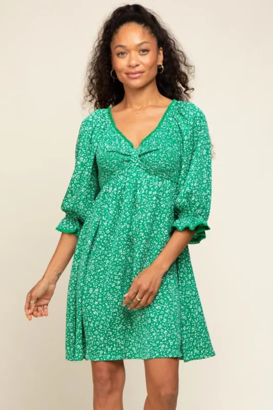 Green Floral 3/4 Sleeve Dress sold by Pinkblush