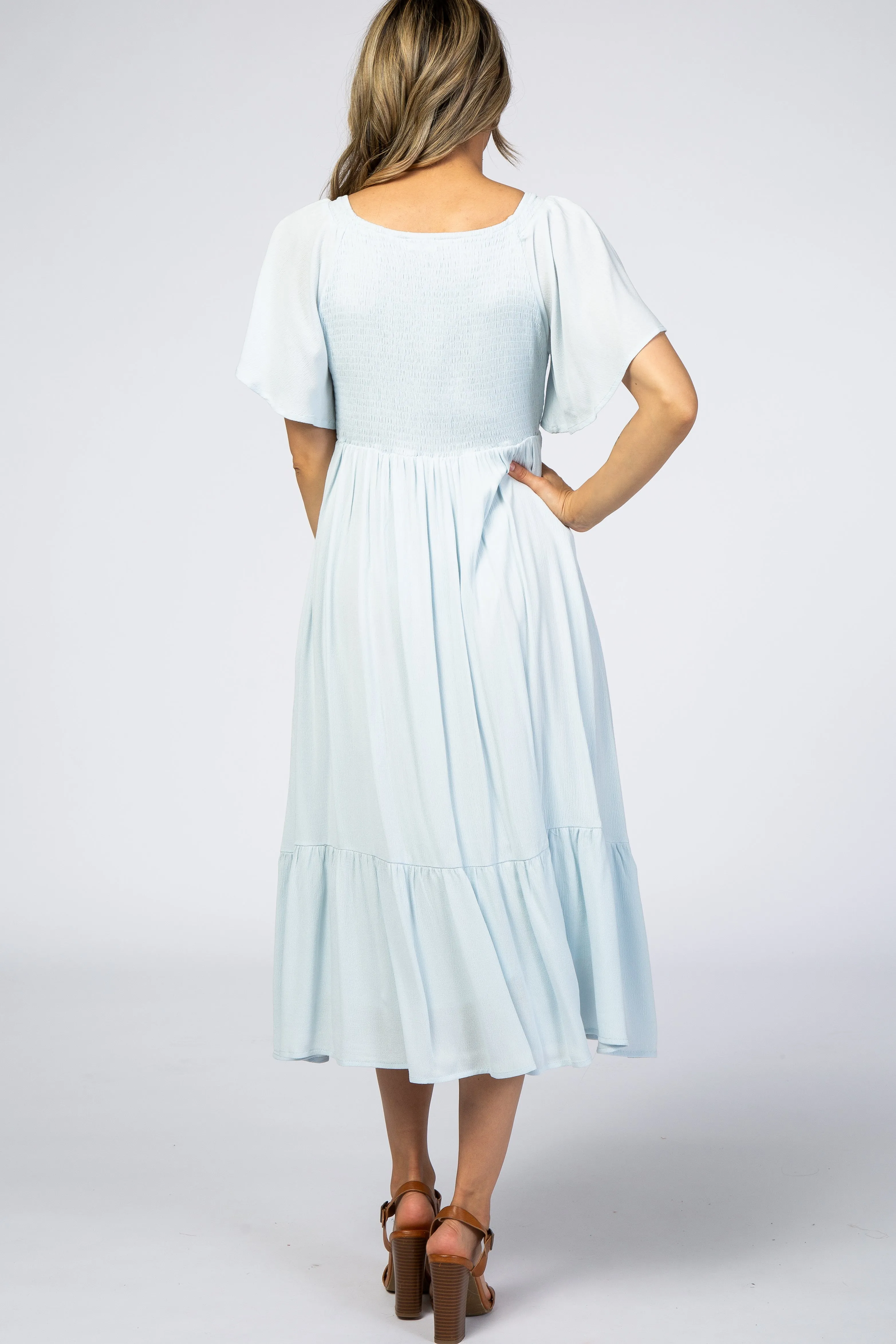 Light Blue Smocked Ruffle Dress sold by Pinkblush product image thumbnail 3
