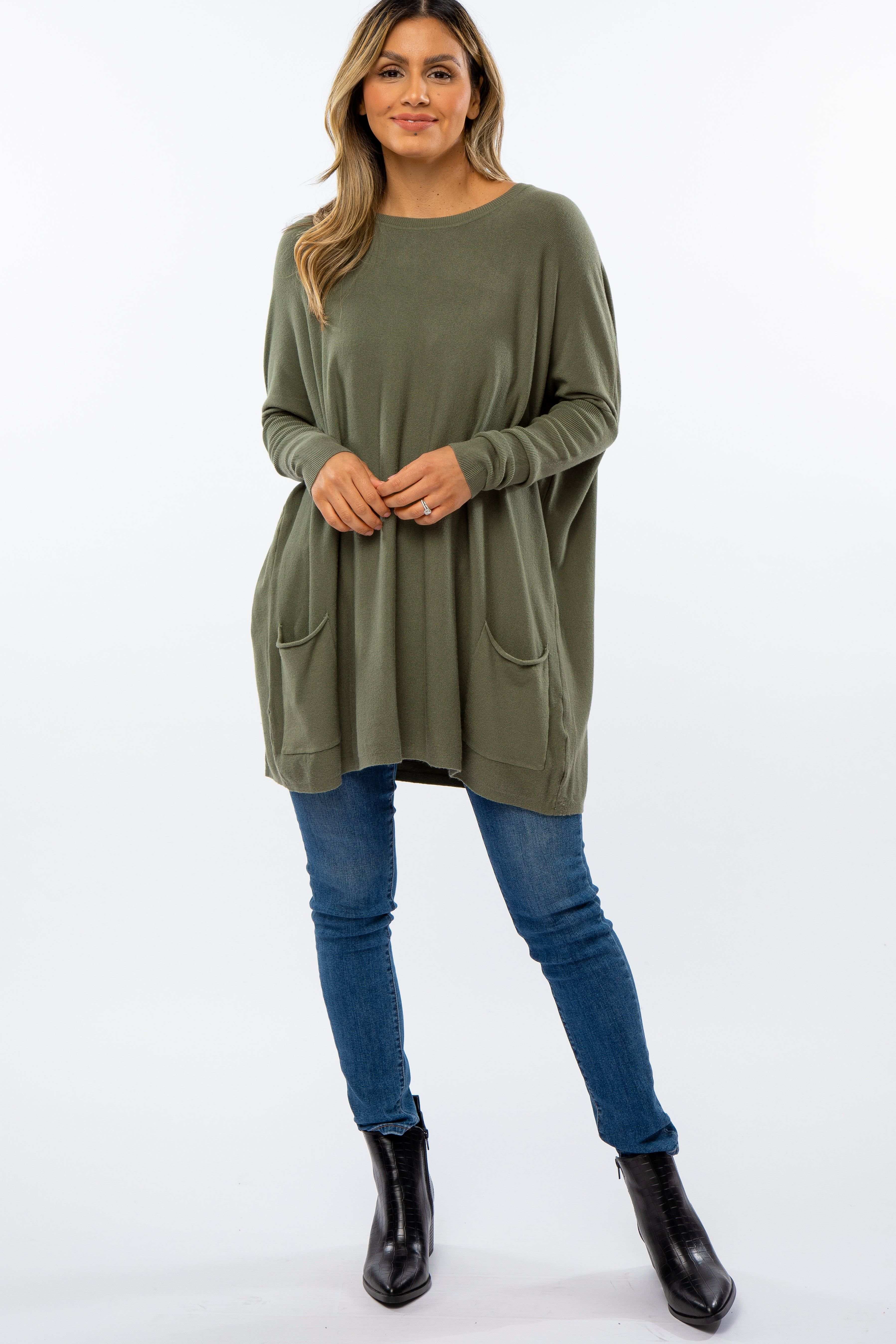 Olive Pocketed Dolman Sleeve Top sold by Pinkblush product image thumbnail 4