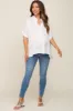 White Button Up Dolman Short Sleeve Maternity Top sold by Pinkblush