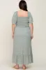 Mint Green Floral Smocked Flounce Sleeve Plus Maxi Dress sold by Pinkblush