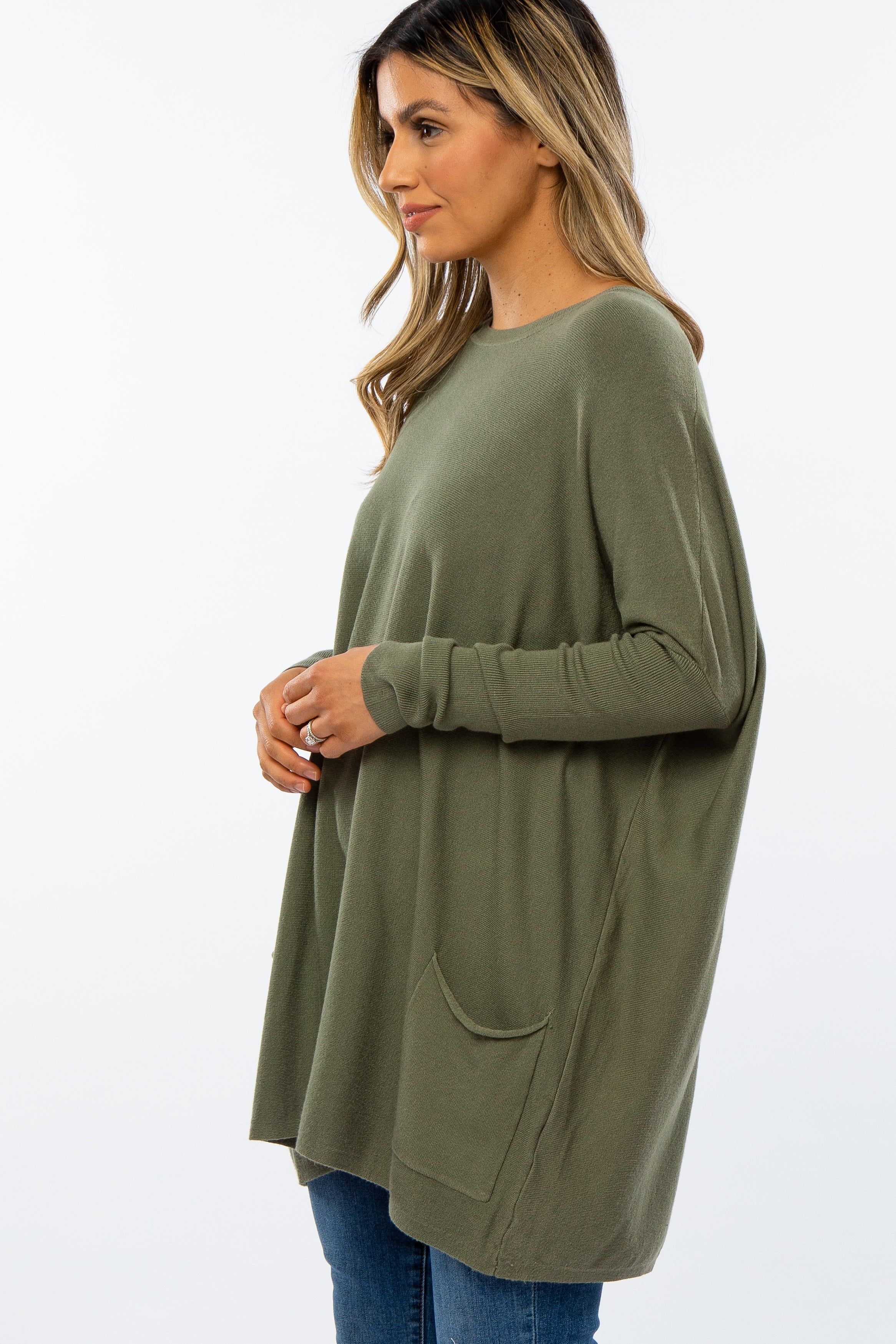 Olive Pocketed Dolman Sleeve Top sold by Pinkblush product image thumbnail 2