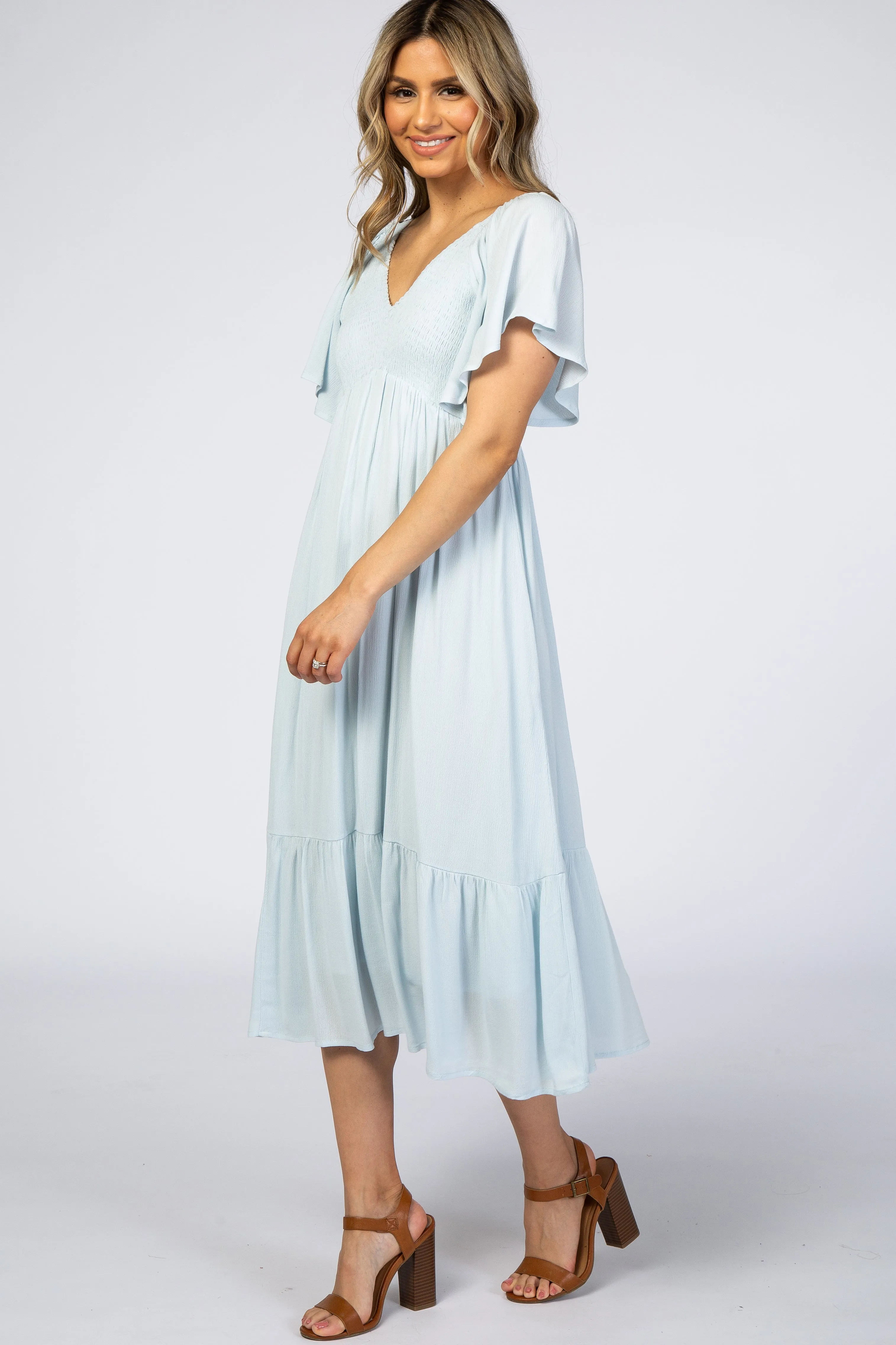 Light Blue Smocked Ruffle Dress sold by Pinkblush product image thumbnail 2