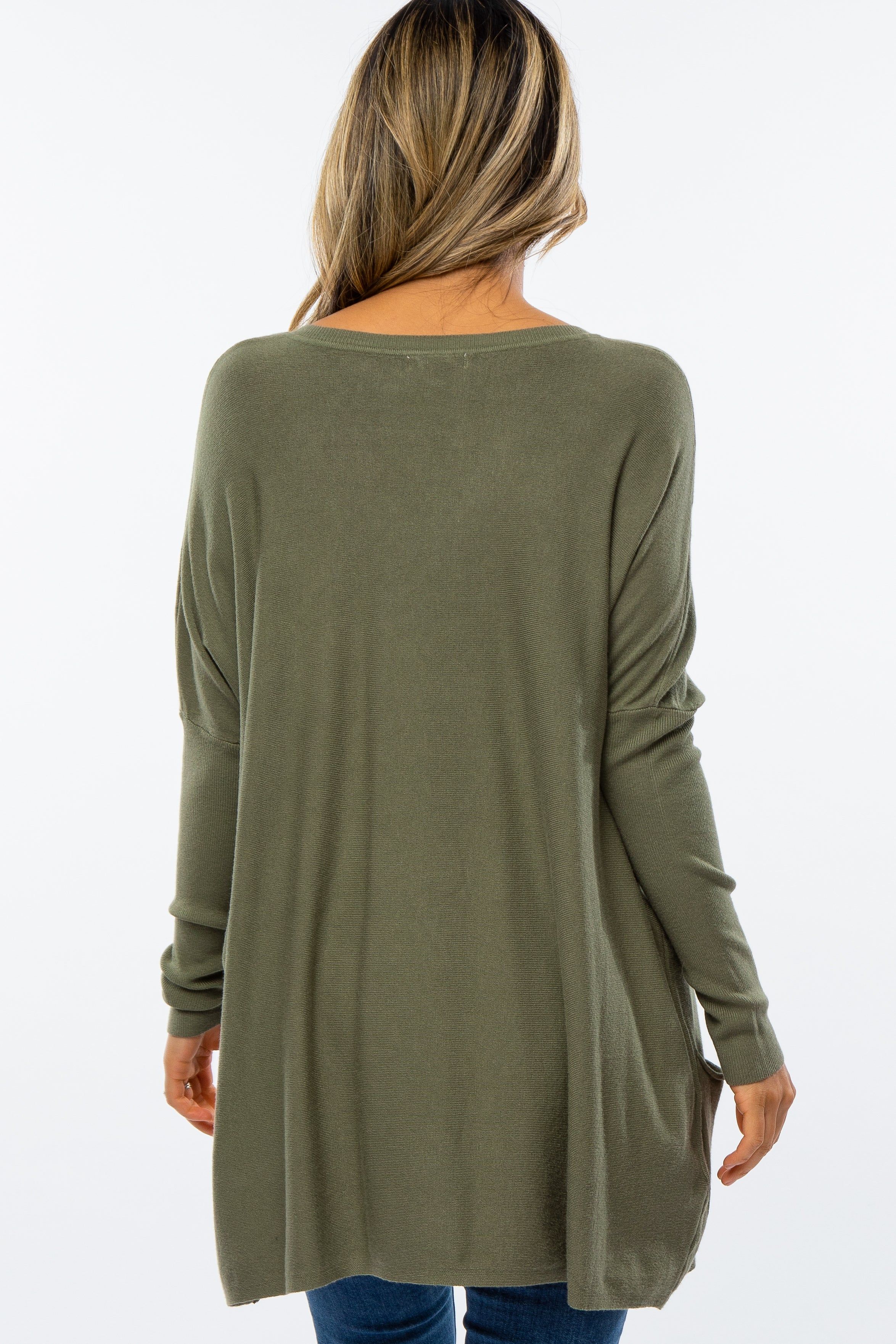 Olive Pocketed Dolman Sleeve Top sold by Pinkblush product image thumbnail 3
