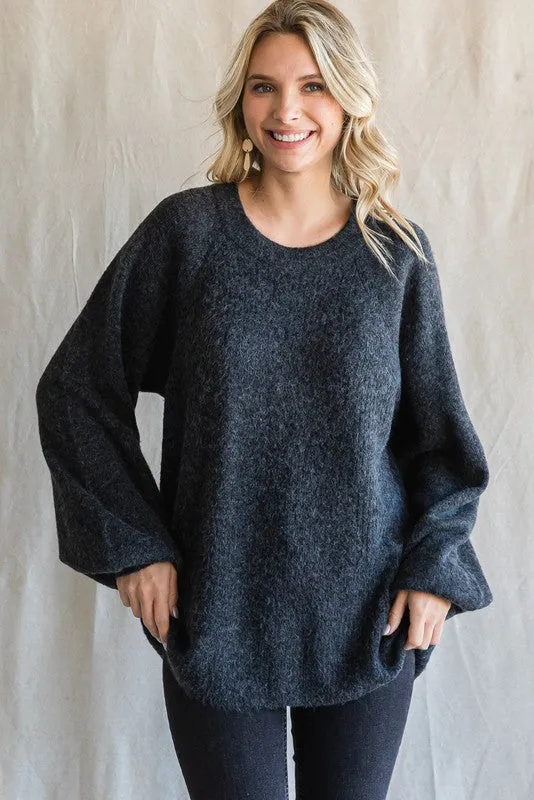 Charcoal Soft Brushed Sweater sold by Pinkblush