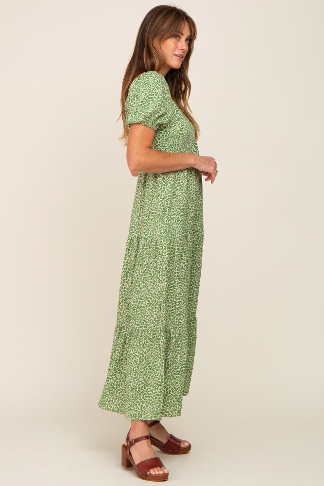 Green Floral Puff Sleeve Maxi Dress sold by Pinkblush product image thumbnail 2