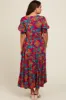 Orange Floral Smocked Waist Maternity Midi Dress sold by Pinkblush