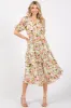 Cream Floral V-Neck Tiered Midi Dress sold by Pinkblush