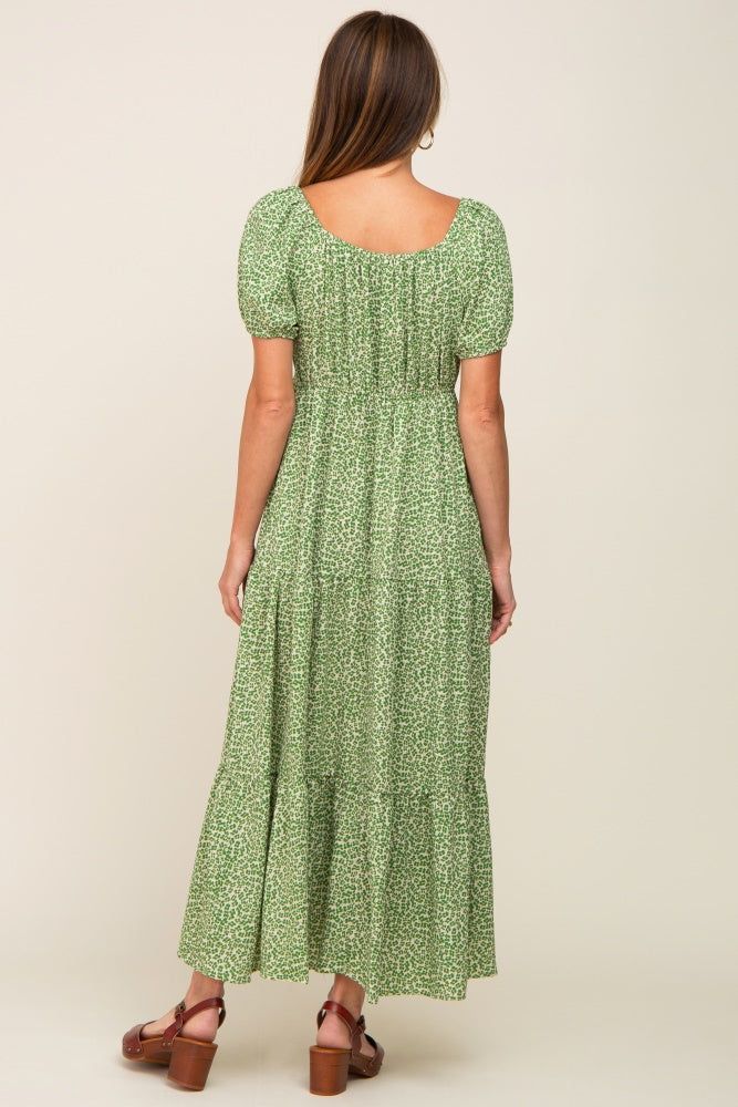 Green Floral Puff Sleeve Maxi Dress sold by Pinkblush product image thumbnail 3
