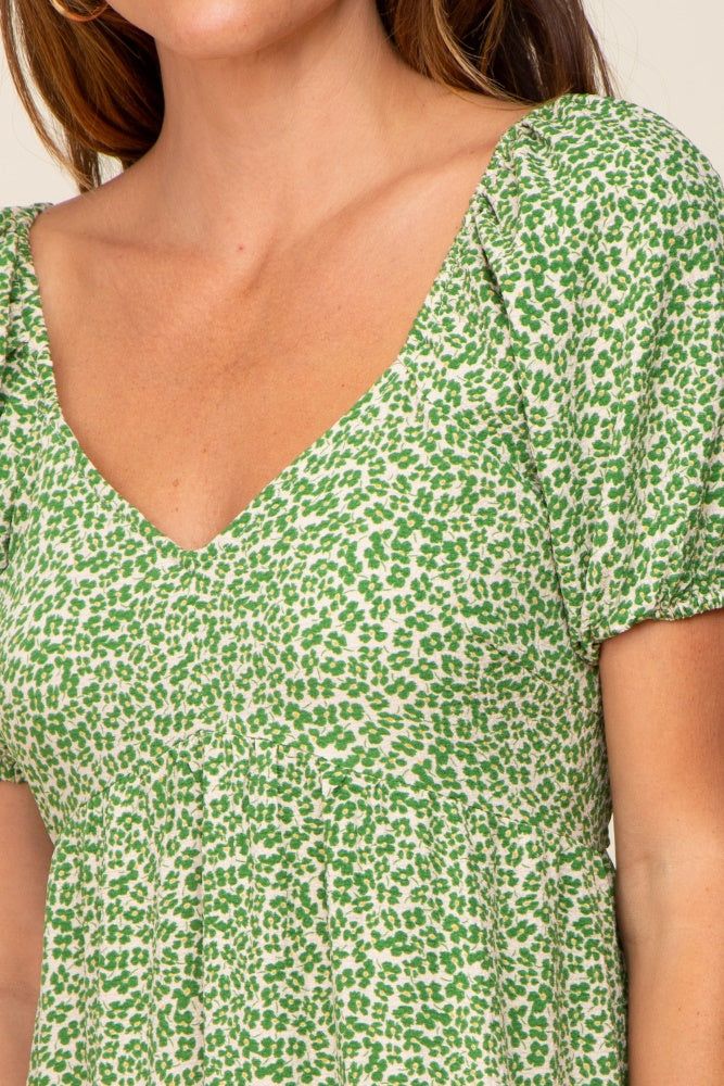 Green Floral Puff Sleeve Maxi Dress sold by Pinkblush product image thumbnail 4