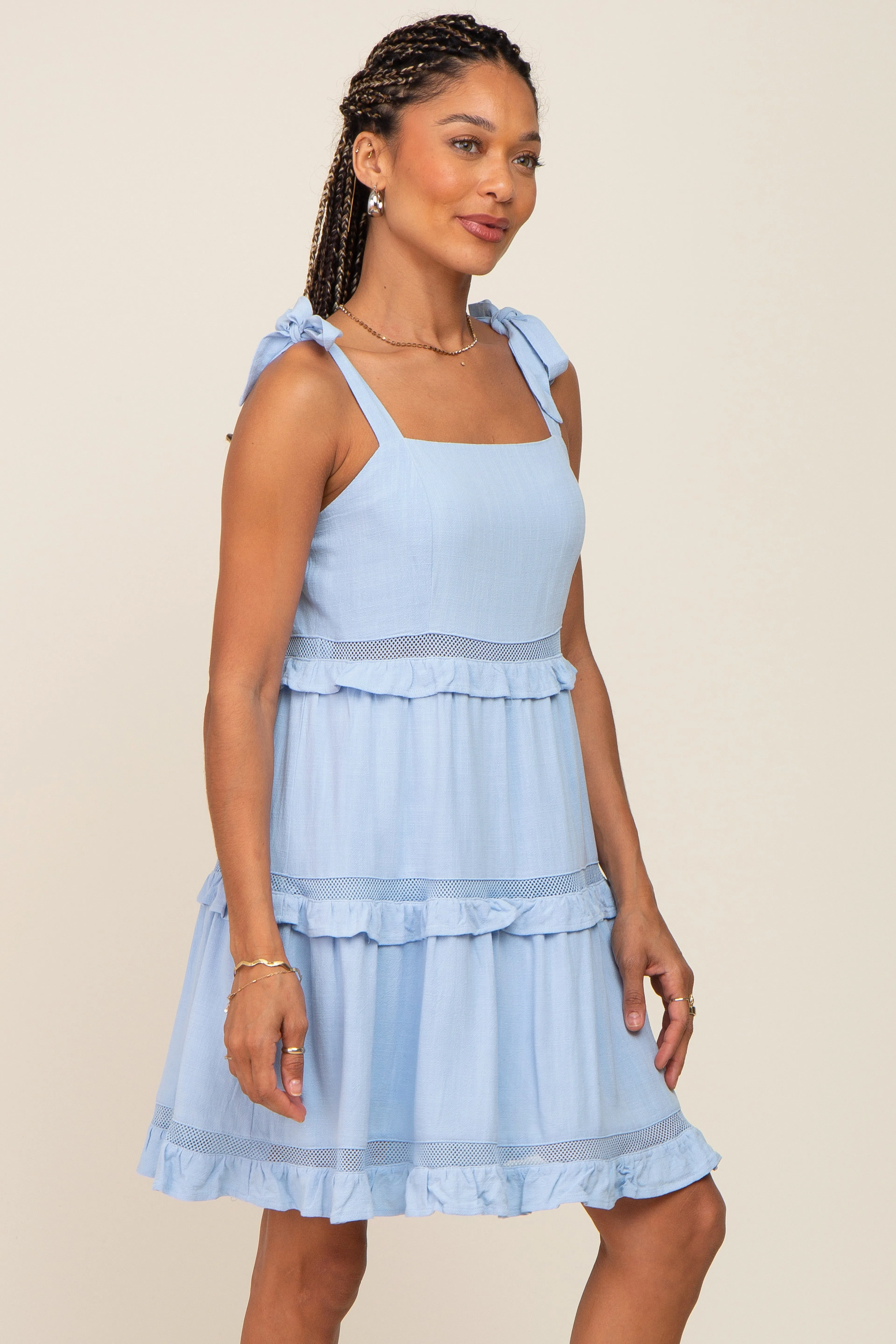 Light Blue Sleeveless Tiered Dress sold by Pinkblush product image thumbnail 2