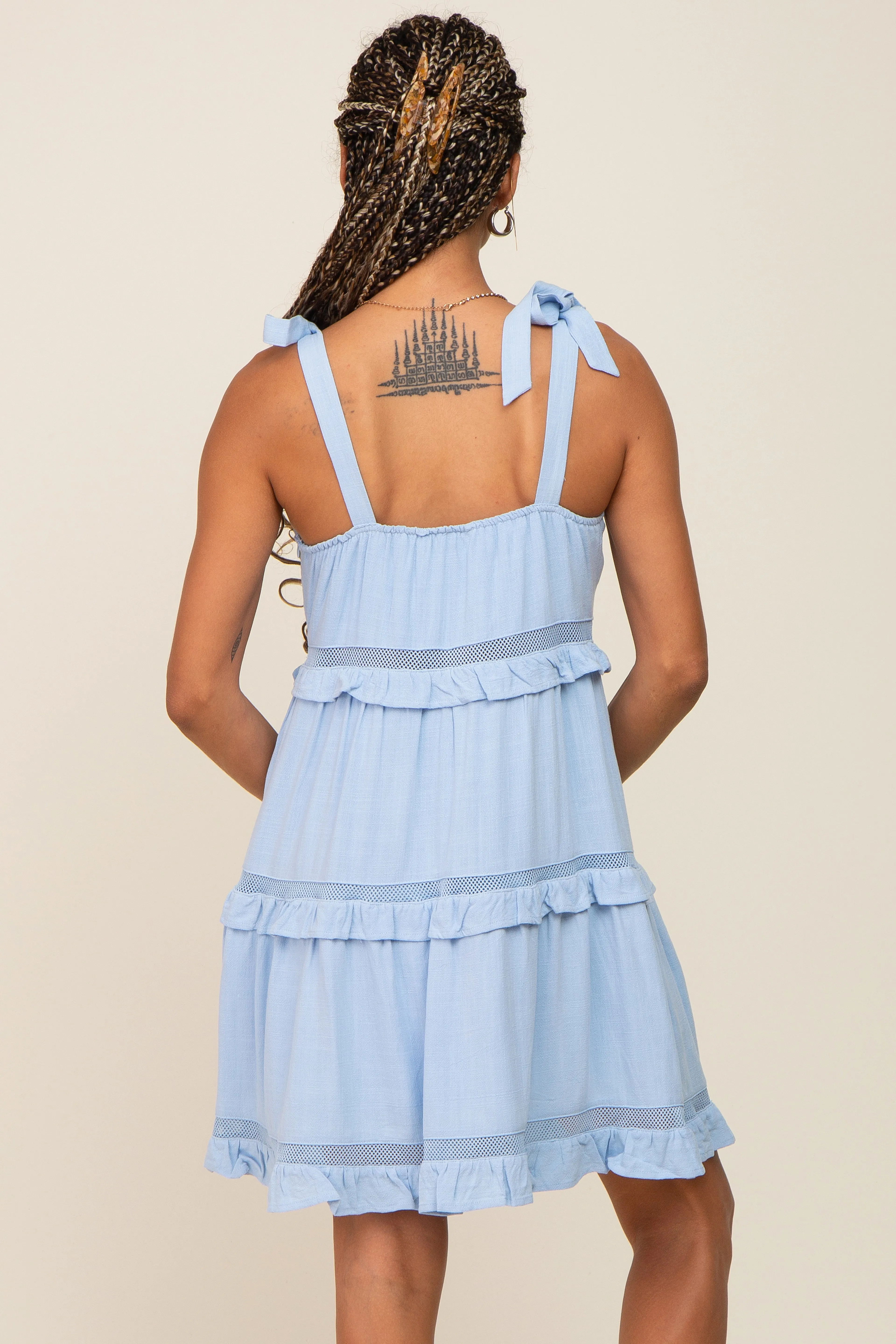 Light Blue Sleeveless Tiered Dress sold by Pinkblush product image thumbnail 3